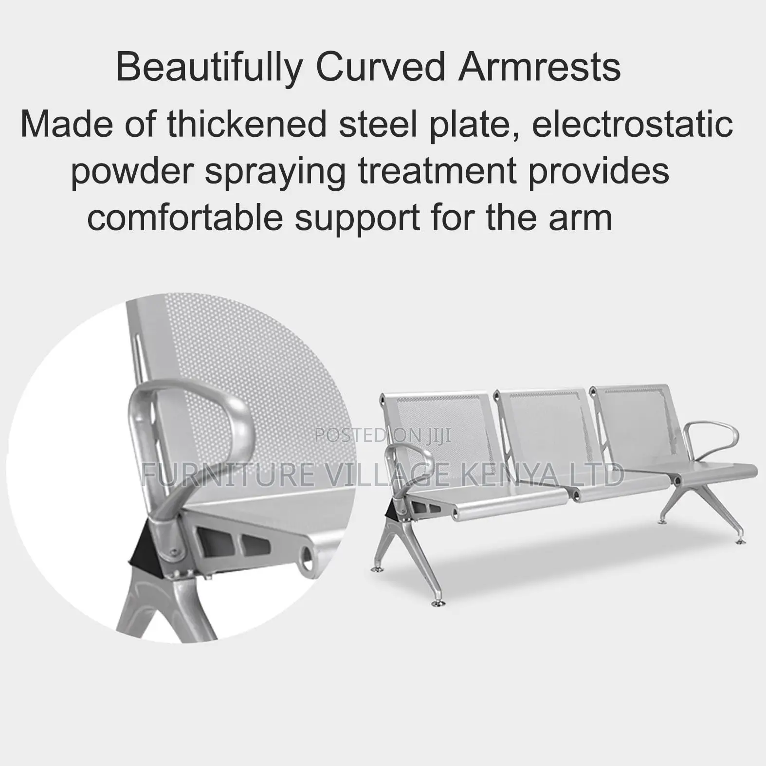 Bench; Heavy Duty Non Padded Waiting Bench for Three