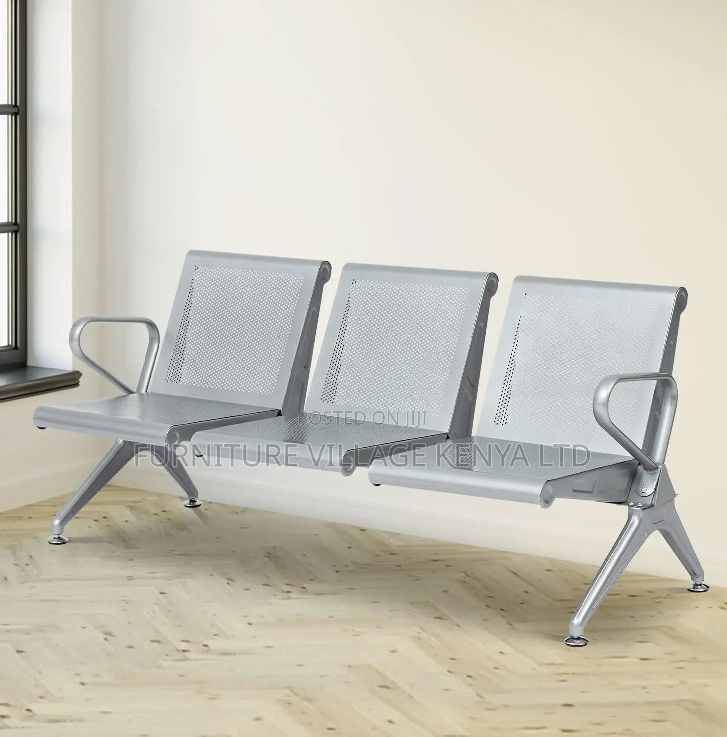 Bench; Heavy Duty Non Padded Waiting Bench for Three