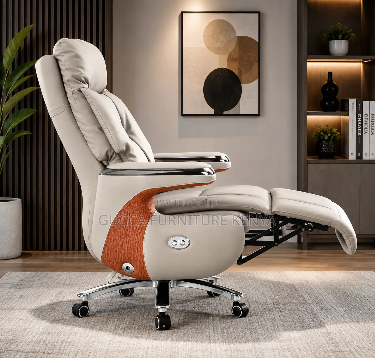 Manager's Leather Office Chair With Footrest