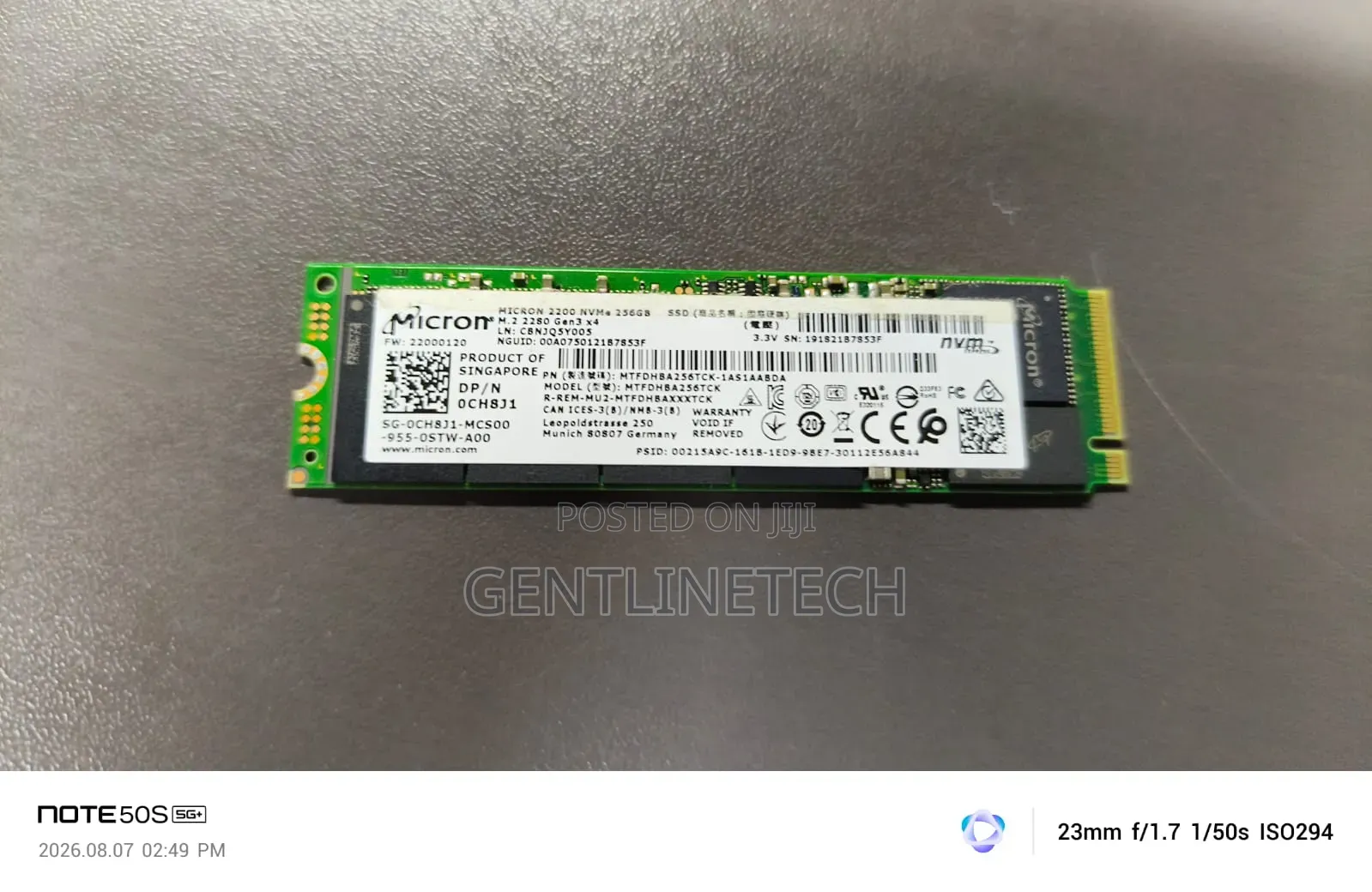 256GB M.2 SSD Single Notch Drive