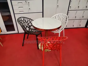 Gold Pedestal Table and Tree Chairs Set