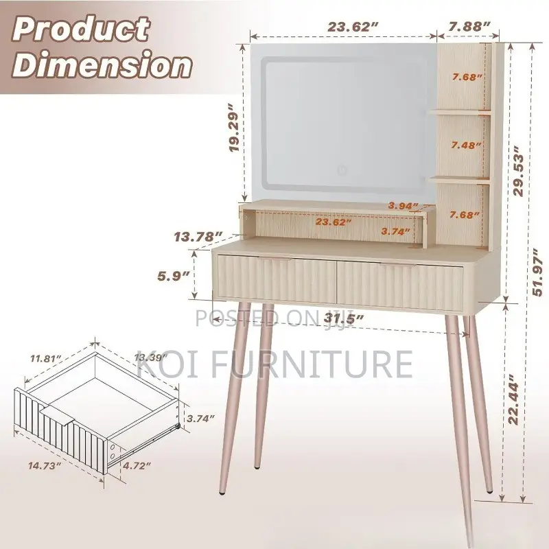 Dressers; White Dressing Vanity Table With Long Legs
