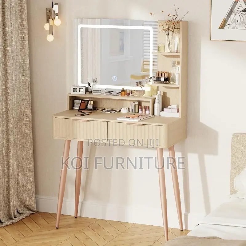 Dressers; White Dressing Vanity Table With Long Legs