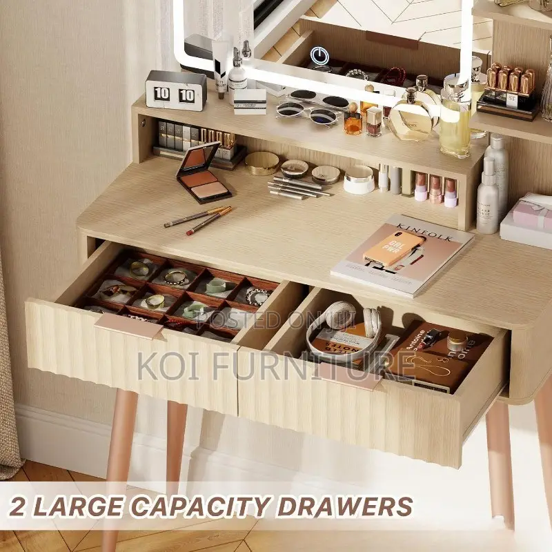 Dressers; White Dressing Vanity Table With Long Legs
