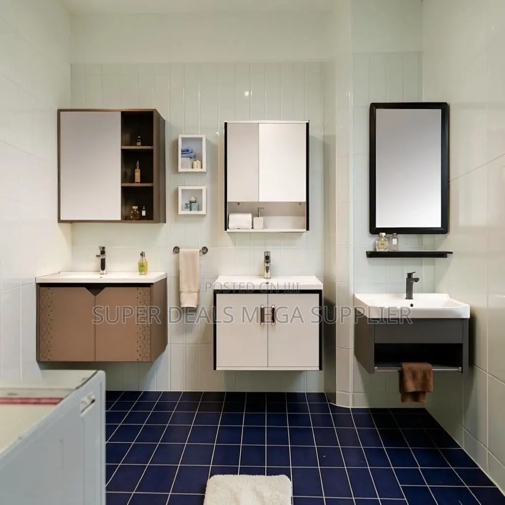 Contemporary Bathroom Vanity Cabinet With Mirror and Basin Set