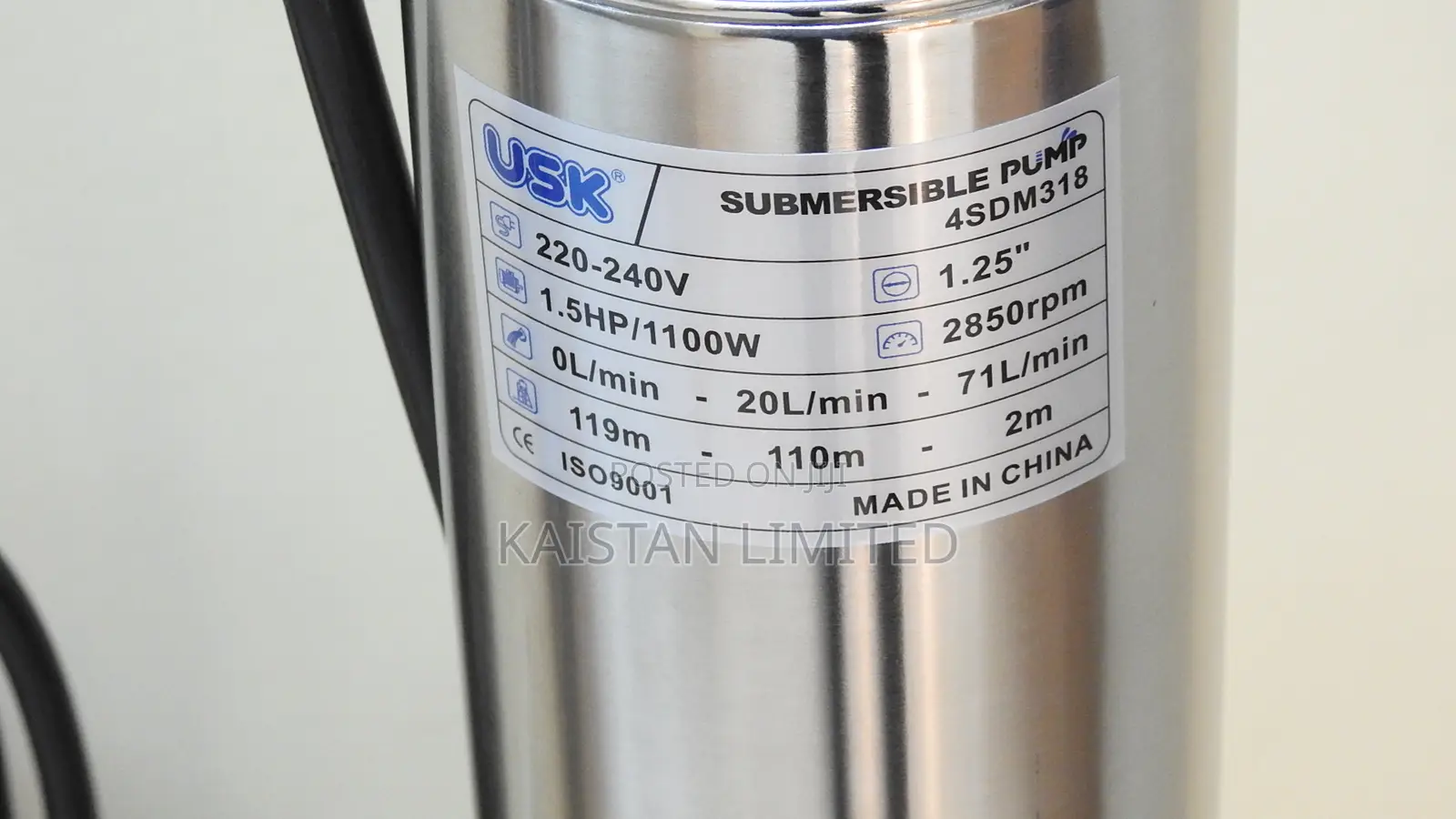 USK 1.5HP Borehole Submersible Water Pump 1100W