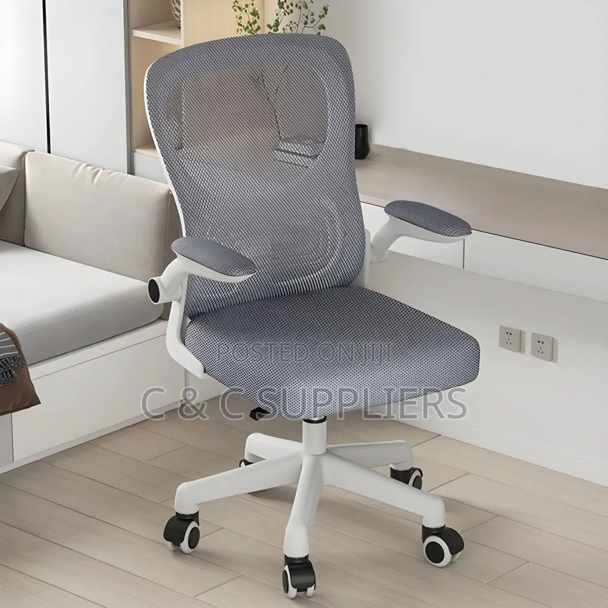 Mid Back Mesh Chair With Flip Armrest.