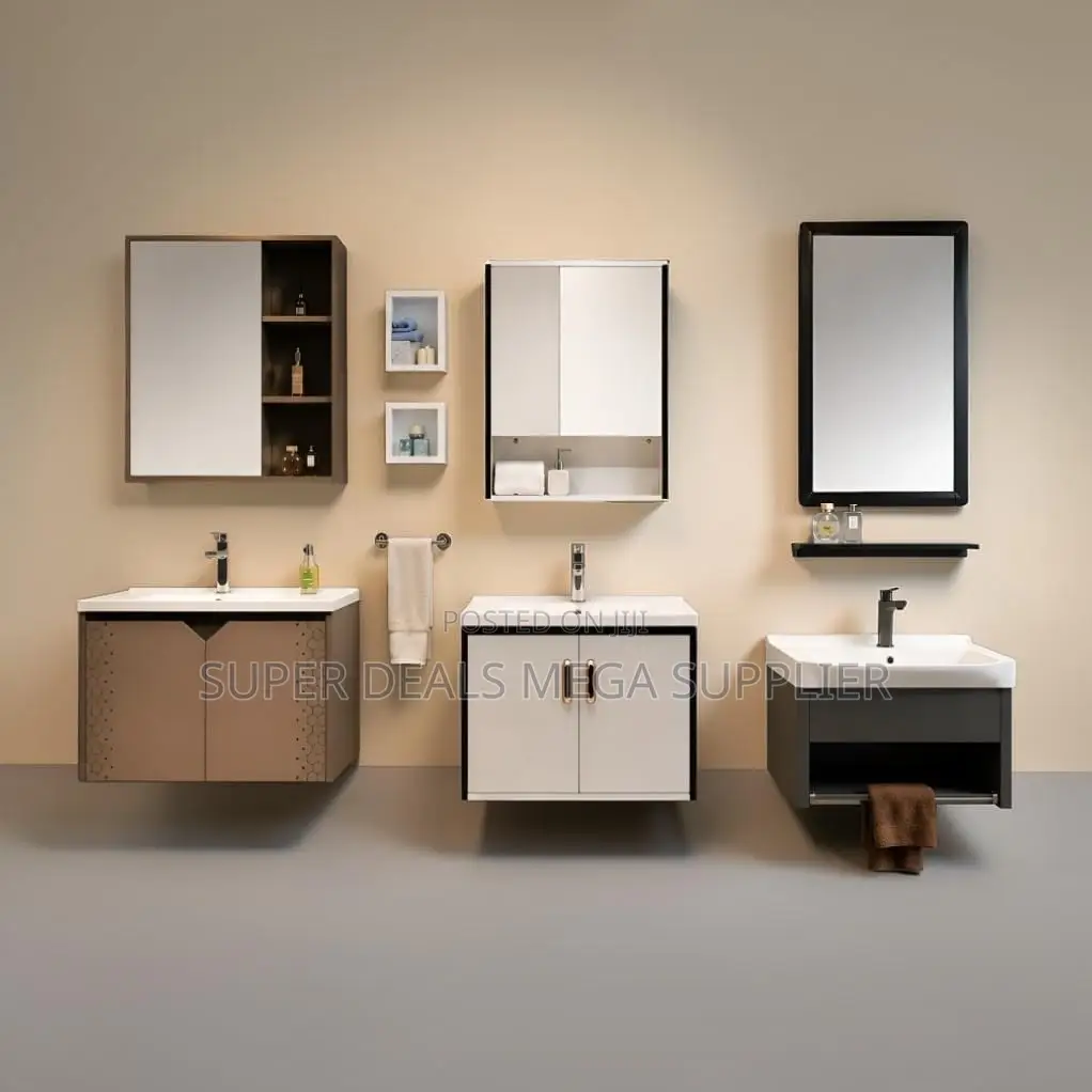 Luxury Bathroom Vanity Unit With Wall Mounted Mirror Cabinet