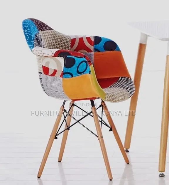 Dining Chair; Fabric Bucket Wooden Outdoor Dining Chair