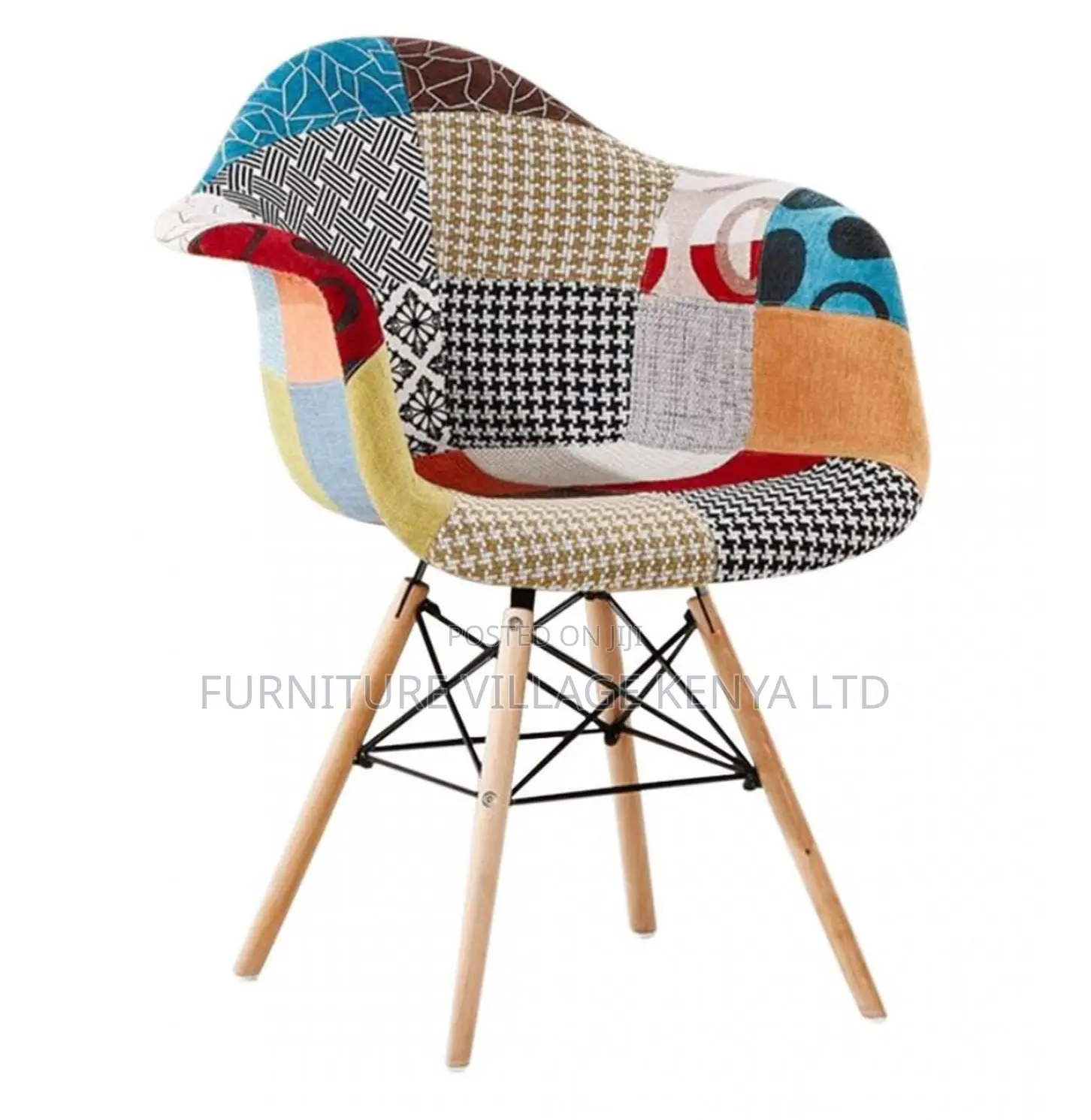Dining Chair; Fabric Bucket Wooden Outdoor Dining Chair