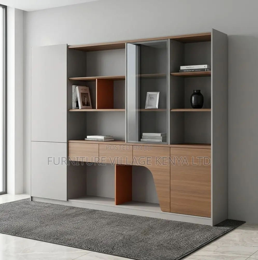 Office Cabinet; 240 Cm Wooden Imported-Lighted Storage Cabinet