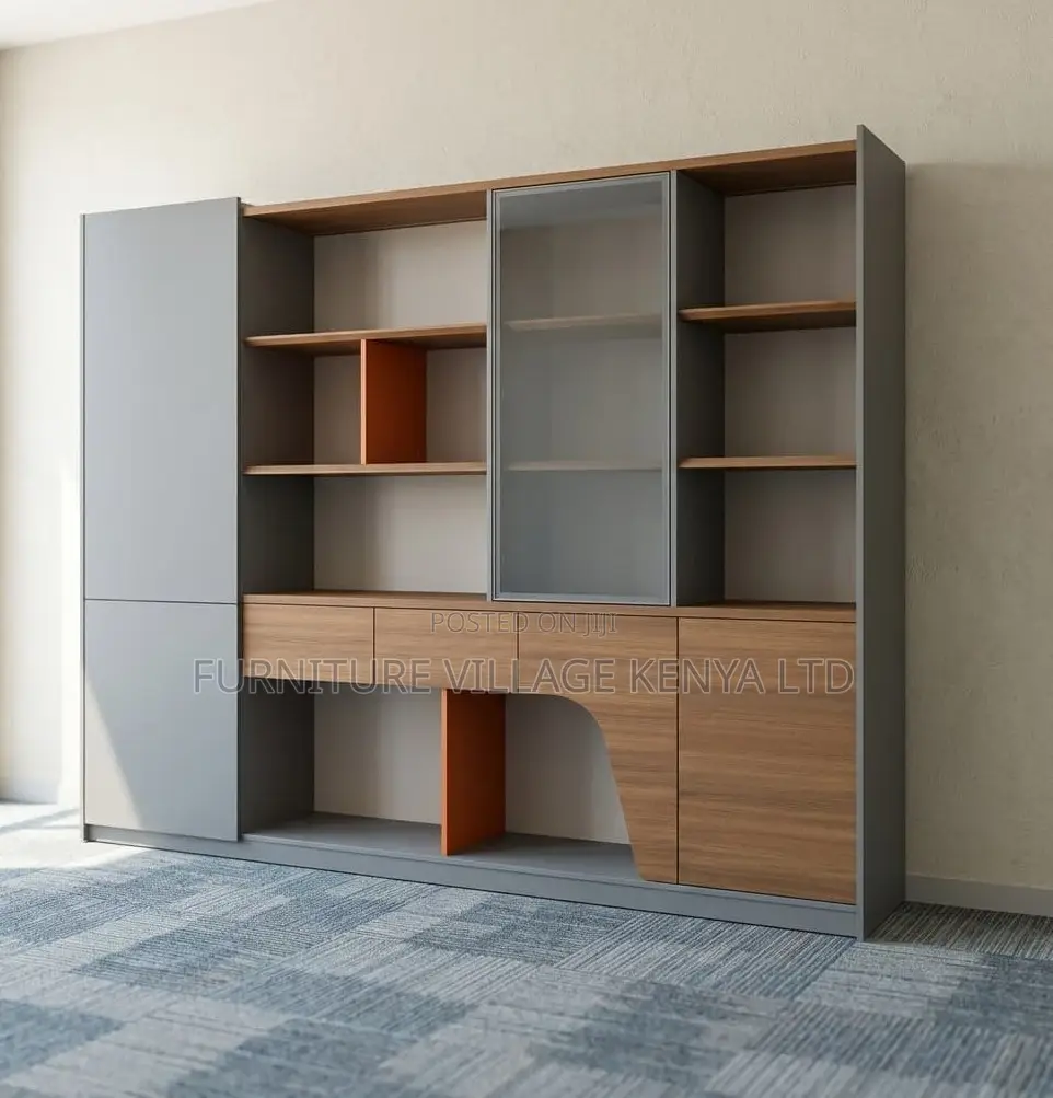 Office Cabinet; 240 Cm Wooden Imported-Lighted Storage Cabinet