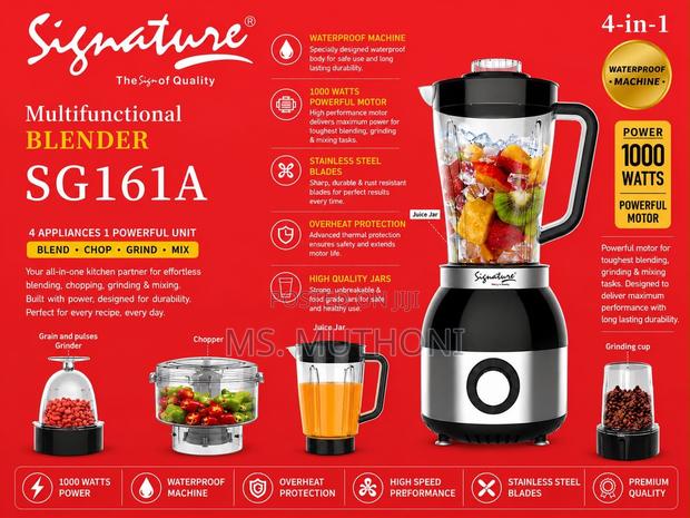 Powerful (1000 Watts )Signature 4-in-1 Multifunctional Blender