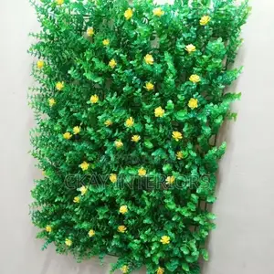 Floor to Ceiling Foliage, Green Boxwood With Yellow Flowers