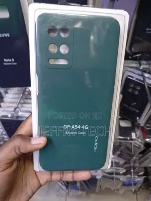 Dark Green Silicone Case Designed for the Oppo A54 4G Smartphone.