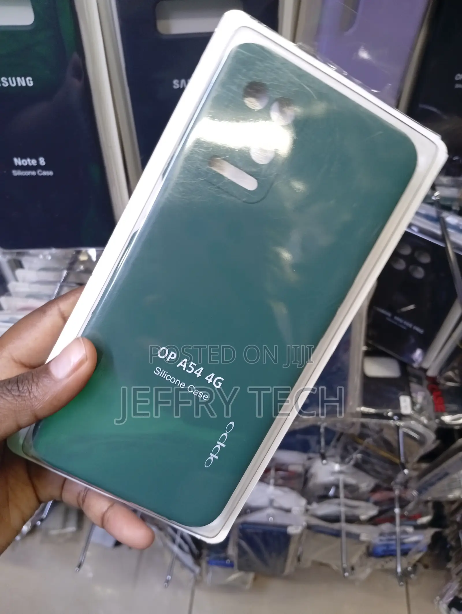 Dark Green Silicone Case Designed for the Oppo A54 4G Smartphone.
