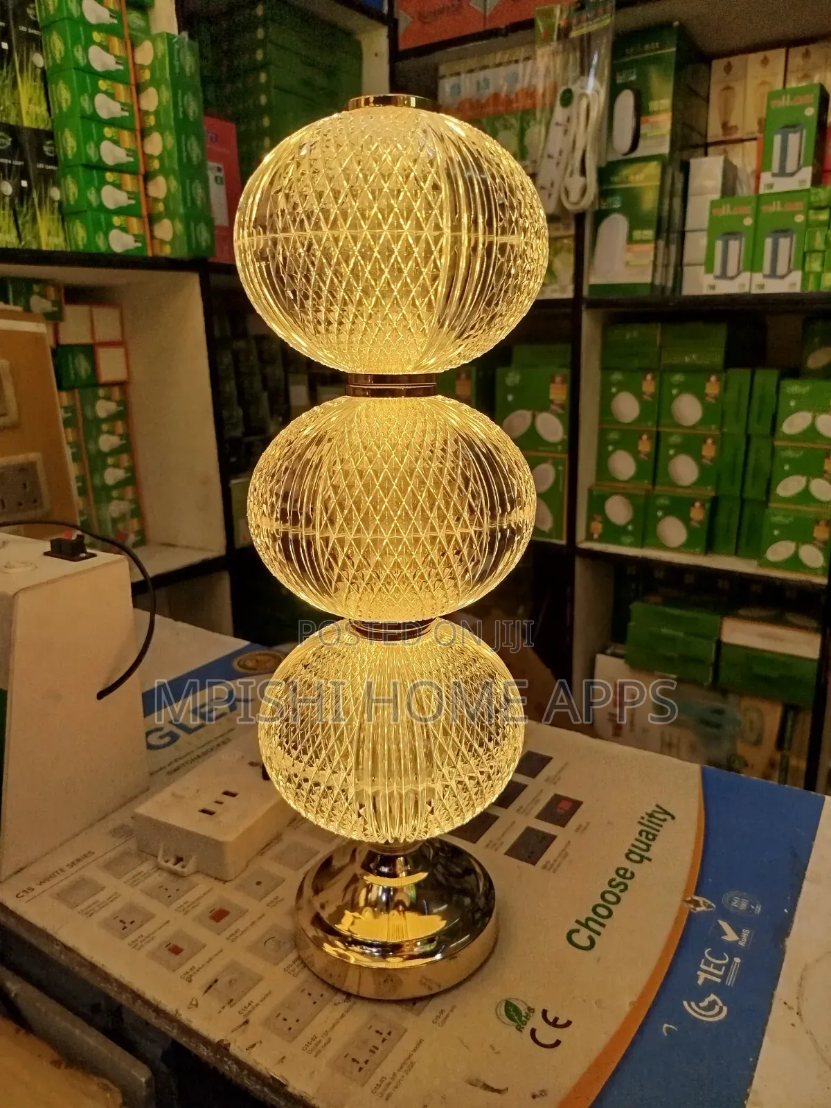 Triple Globe Crystal Table Lamp