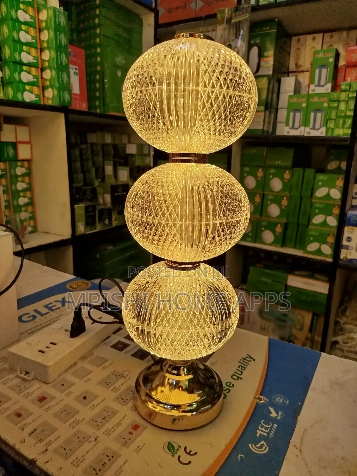 Triple Globe Crystal Table Lamp