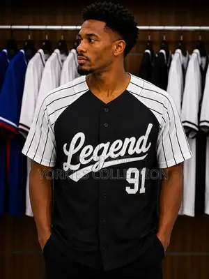 Pinstripes Button-Up Baseball Jersey