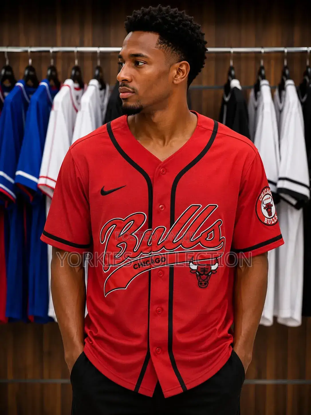 Pinstripes Button-Up Baseball Jersey