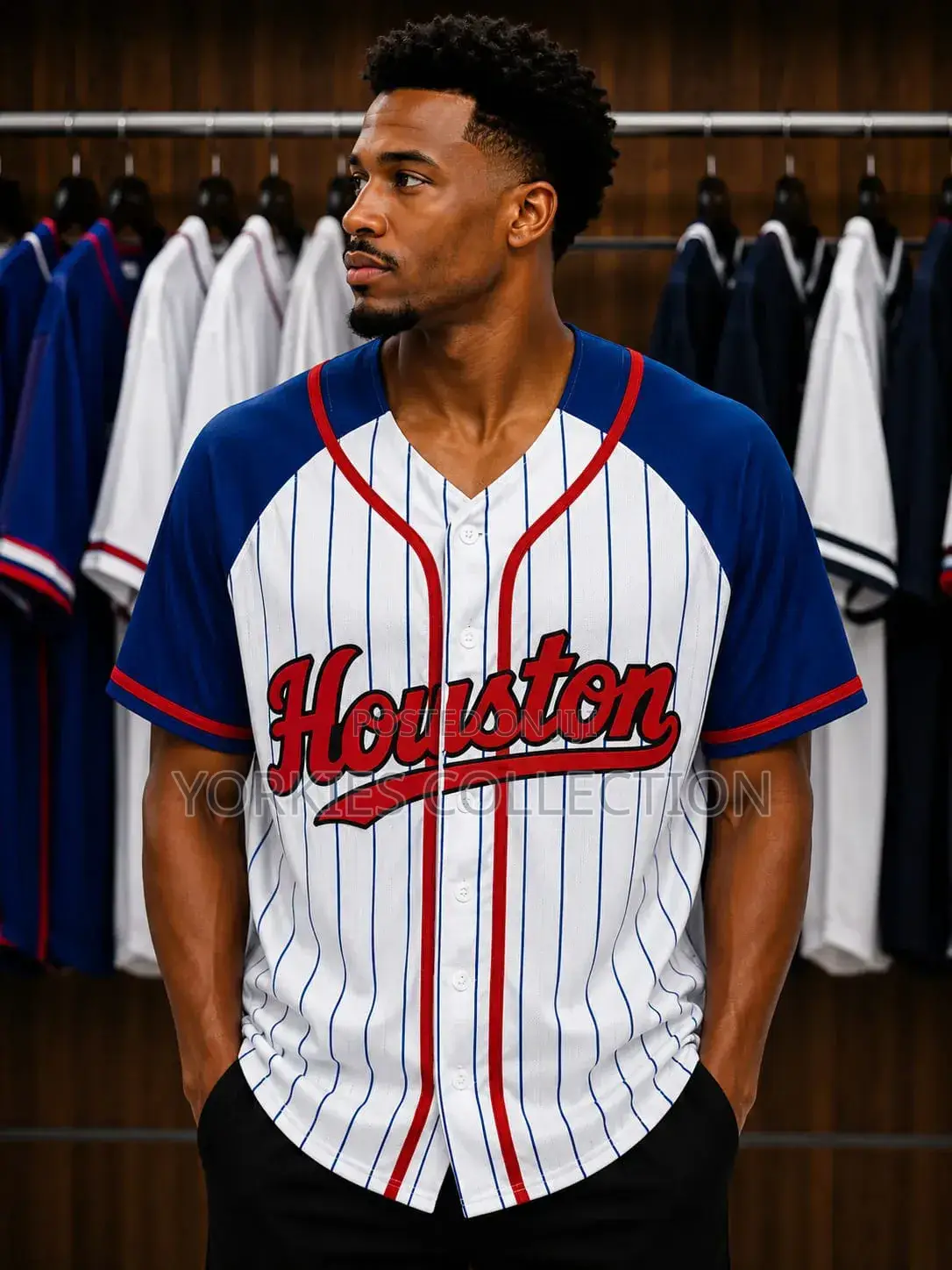 Pinstripes Button-Up Baseball Jersey
