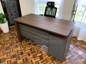 Executive Office Desk:Premium Wooden Manager Desk With Cable Port Keny