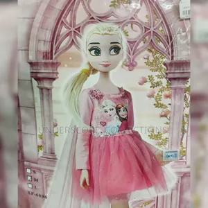 Pink Long-Sleeve Frozen-Themed Girls Costume Dress