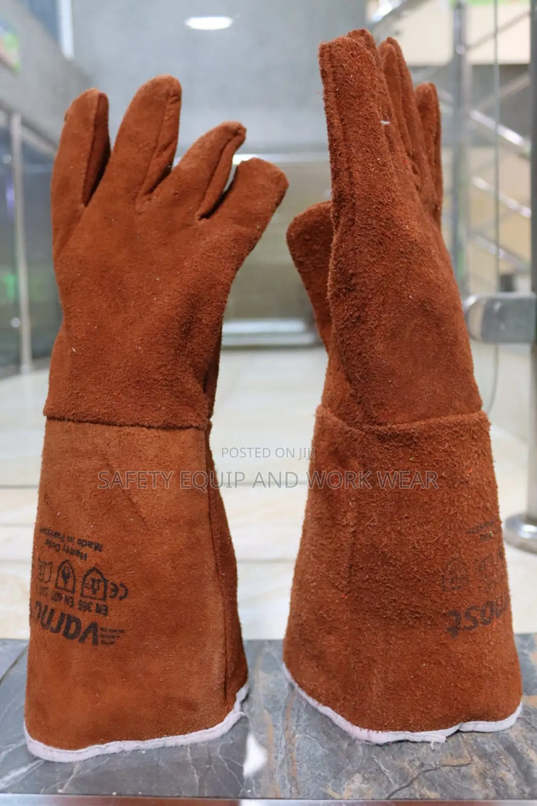 Brown Leather Gloves 16 Inches