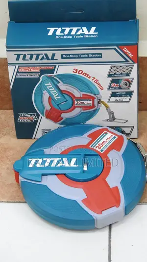 TOTAL 30m Steel Measuring Tape 3:1 Fast Rewind Metric Inch