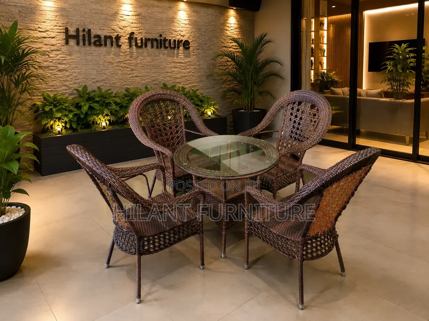 4-Seater Outdoor Rattan Bistro Set