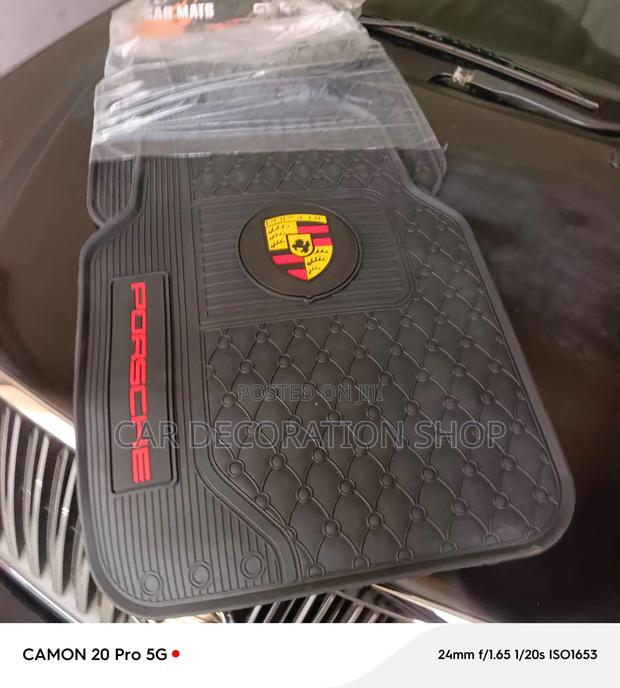 All Weather Rubber Floor Mats With Porsche Crest Emblem at Centre