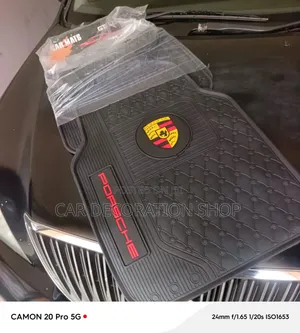 All Weather Rubber Floor Mats With Porsche Crest Emblem at Centre