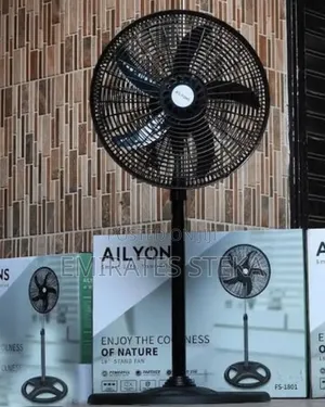 AILYONS Stand Fan - 18 Inch, 3 Speed, Black, 5 Blades