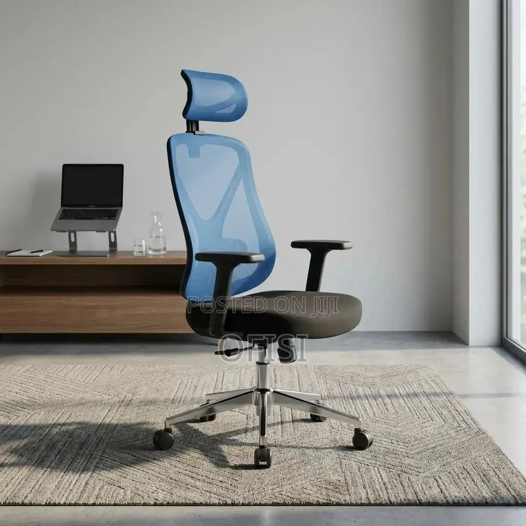 Office Chair; Blue Ergonomic Mesh Office Chair