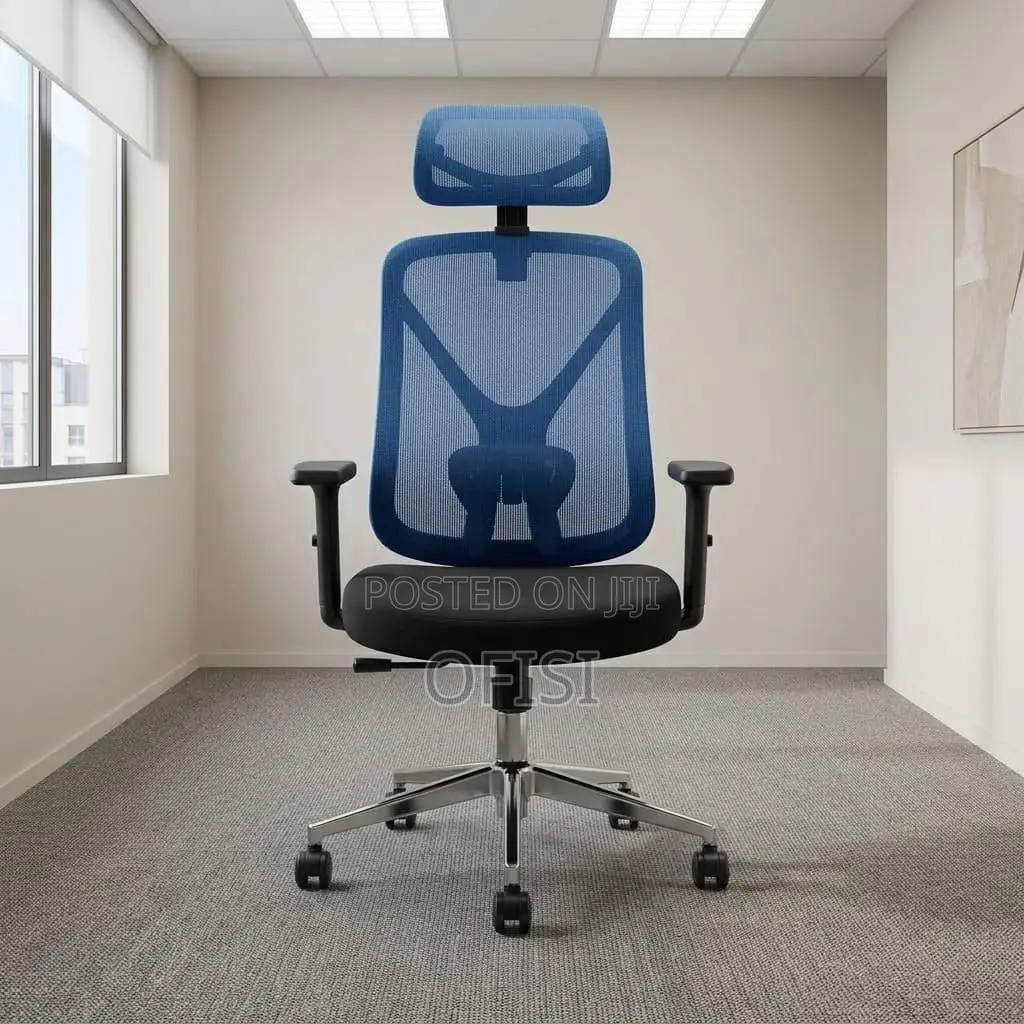 Office Chair; Blue Ergonomic Mesh Office Chair