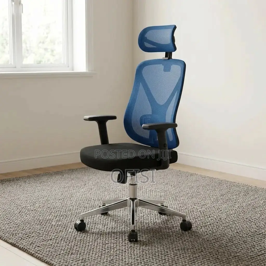 Office Chair; Blue Ergonomic Mesh Office Chair