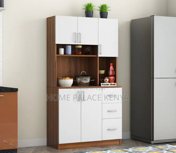 Kitchen Cabinet; Heavy-Duty Wooden Storage Cupboard With Drawers