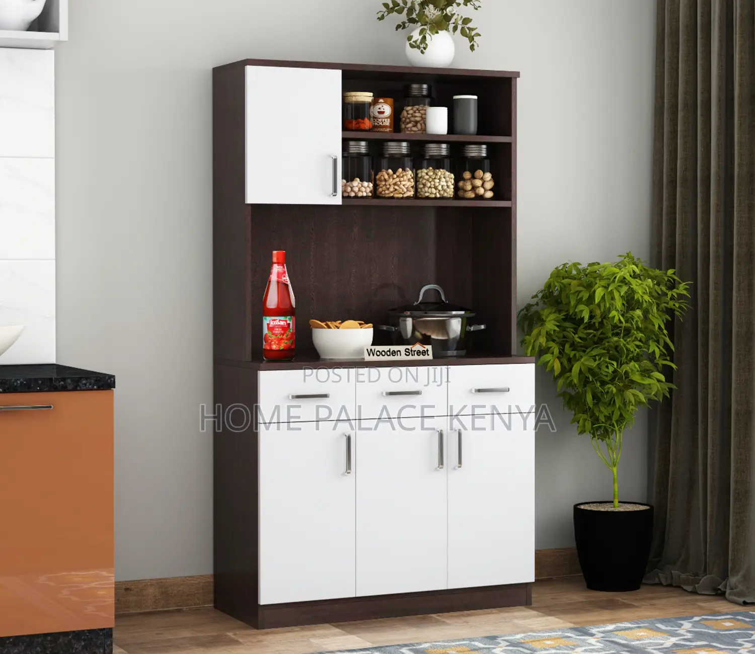Kitchen Cabinet; Heavy-Duty Wooden Storage Cupboard With Drawers