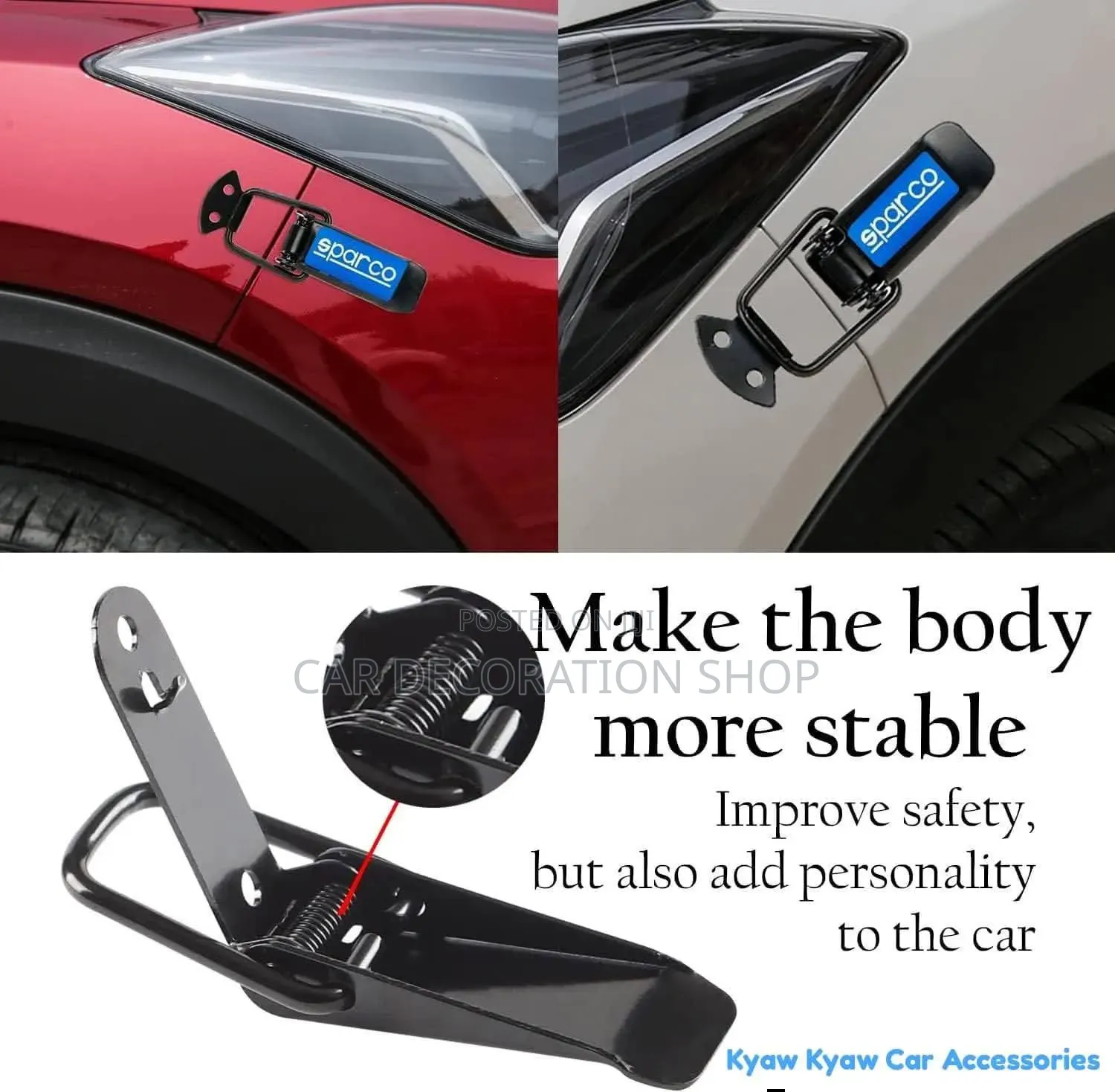 Sparco Branded Quick Release Car Bumper Security Hook Lock Clip