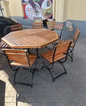 Octagon Table+6- Chairs + Stand