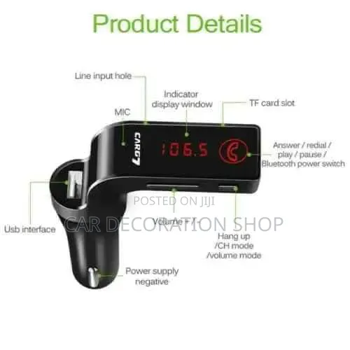 CARG7 Bluetooth Car Charger Wireless FM Transmitter Hands Free Kit