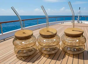 Vibrant Smoothy Cups Made of Glass With a Bamboo Lid