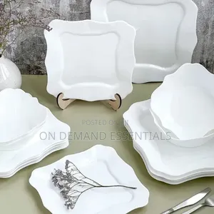 Opal Glass Dinner Set 
White 
24 PCS
Wavy Super Quality