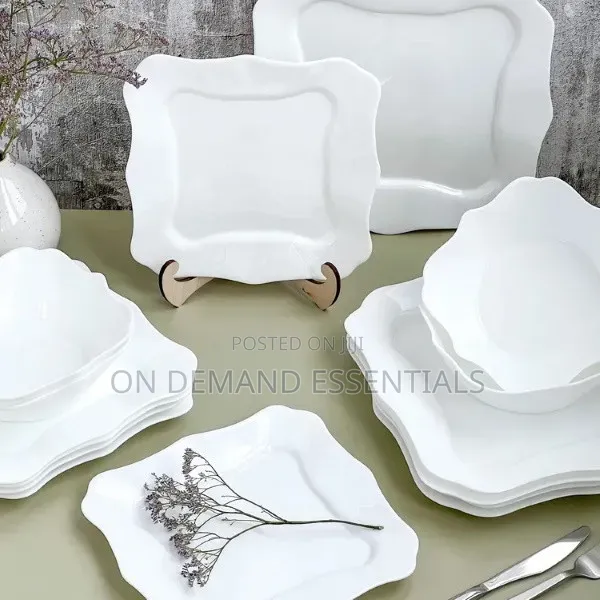 Opal Glass Dinner Set 
White 
24 PCS
Wavy Super Quality