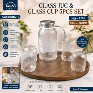 Danny Home Glass Jug Glass Cup–5pcs Set