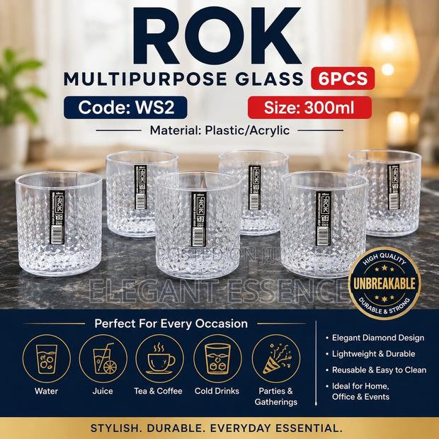 6pcs ACRYLIC MULTIPURPOSE GLASSES – 300ml