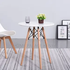 Dining Table; Premium Round Table for Four With Sturdy Wooden Legs