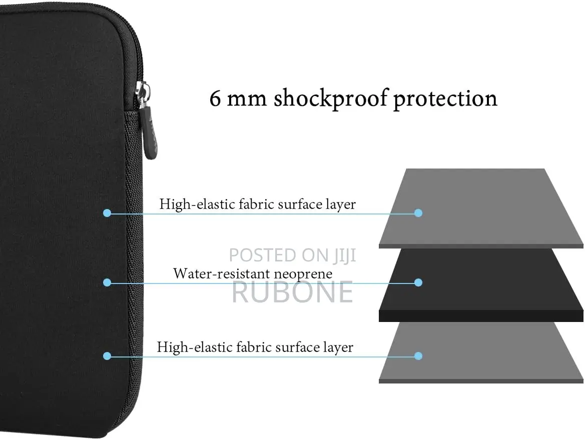 15-16 Inch Laptop Sleeve Water Repellent Neoprene Protective Bag Black