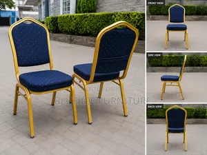 Office Chair;Blue Banquet Chair With Gold Frame | Event Conference