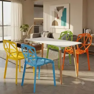 Dining Chair; Plastic Modern Dining Armless Stackable Chairs